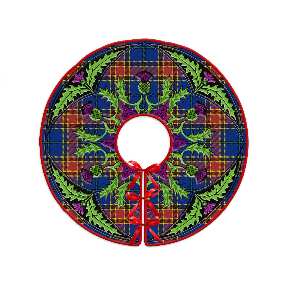 ScotsTee Shop Scottish Traill (Trayle) Modern Clan Crest Tartan Christmas Tree Skirt Scottish Thistle Design