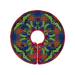 ScotsTee Shop Scottish Traill (Trayle) Modern Clan Crest Tartan Christmas Tree Skirt Scottish Thistle Design