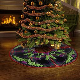 ScotsTee Shop Scottish Watt (Wate) Modern Clan Crest Tartan Christmas Tree Skirt Scottish Thistle Design