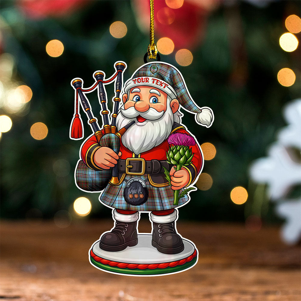ScotsTee Shop Scottish Anderson Ancient Clan Crest Tartan Wood Acrylic Ornament Scottish Santa Claus Bagpipe