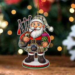 ScotsTee Shop Scottish Burns Ancient Clan Crest Tartan Wood Acrylic Ornament Scottish Santa Claus Bagpipe