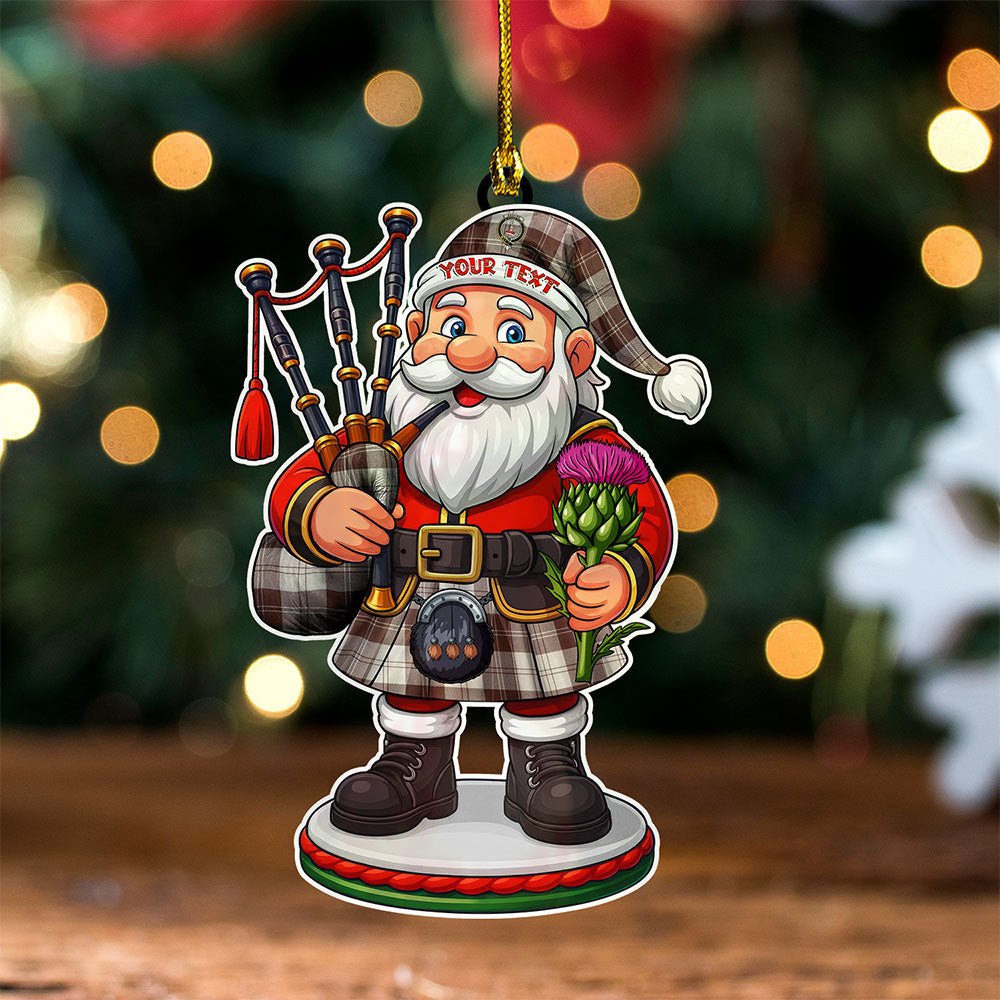 ScotsTee Shop Scottish Erskine Burgundy Clan Crest Tartan Wood Acrylic Ornament Scottish Santa Claus Bagpipe