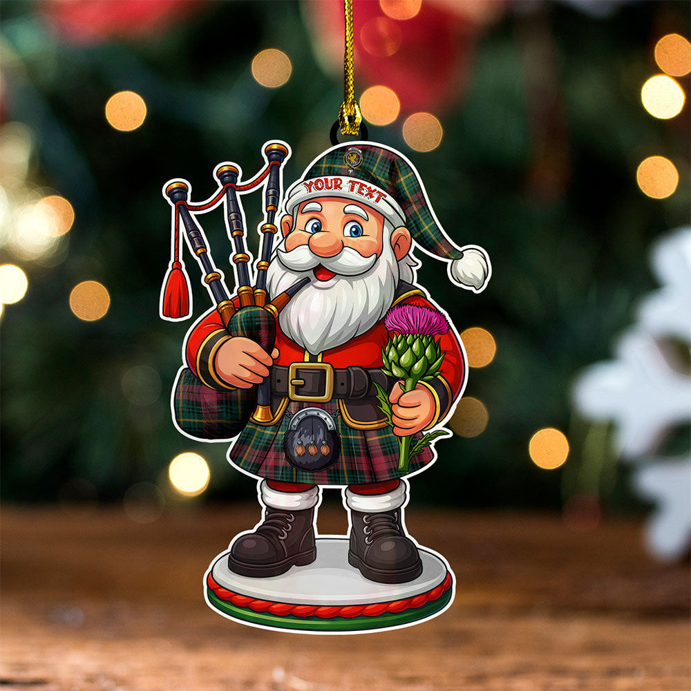 ScotsTee Shop Scottish Martin Modern Clan Crest Tartan Wood Acrylic Ornament Scottish Santa Claus Bagpipe