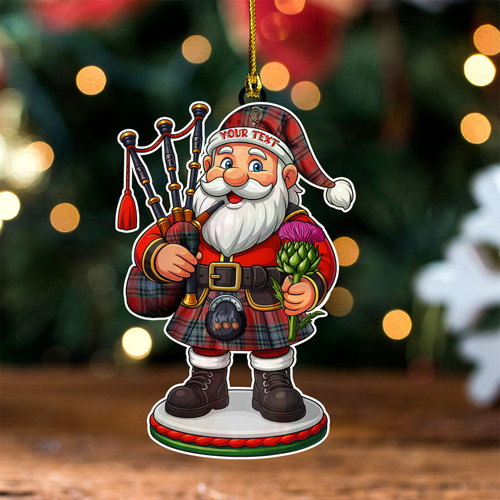 ScotsTee Shop Scottish MacLeay Modern Clan Crest Tartan Wood Acrylic Ornament Scottish Santa Claus Bagpipe