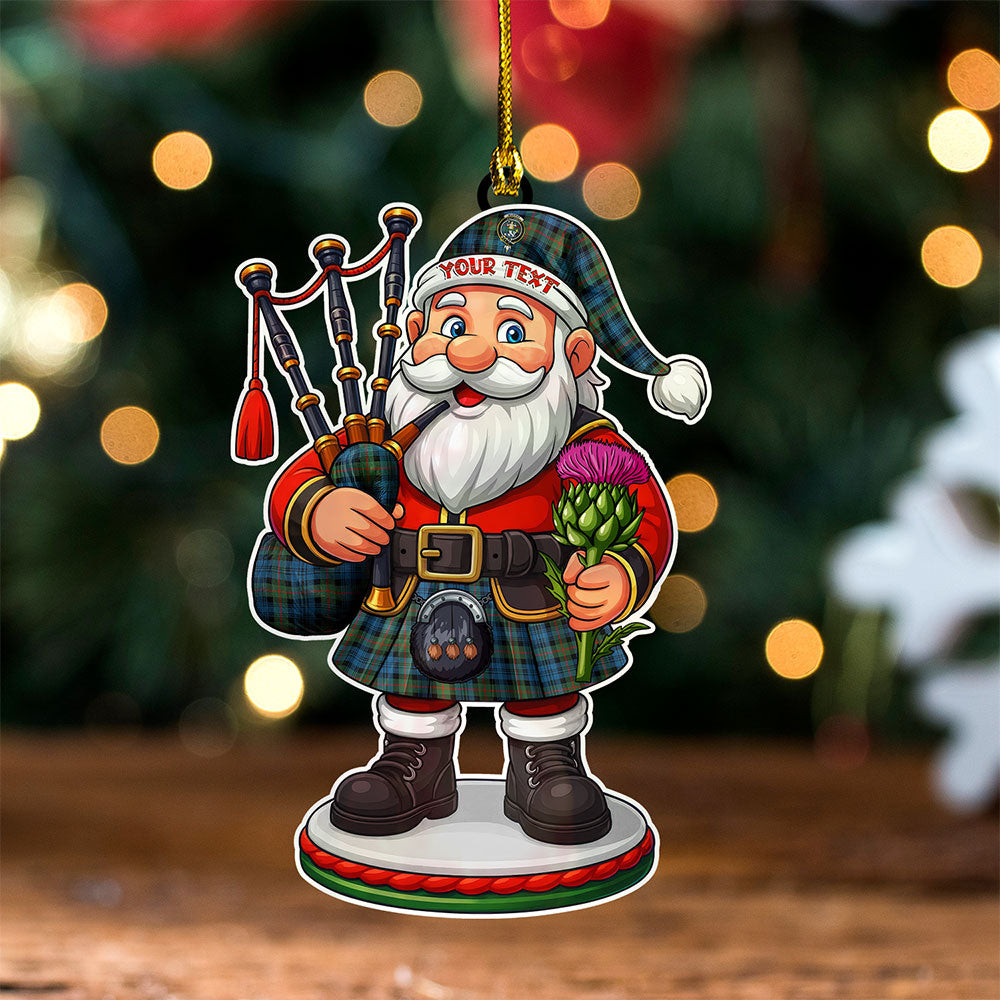 ScotsTee Shop Scottish Murray Ancient Clan Crest Tartan Wood Acrylic Ornament Scottish Santa Claus Bagpipe