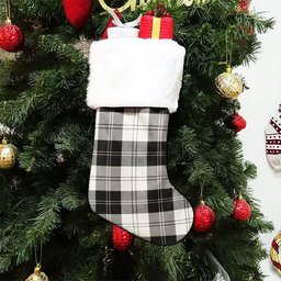 ScotsTee Shop Scottish Erskine Black & White Clan Crest Tartan Christmas Stocking