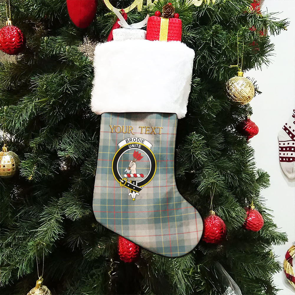 ScotsTee Shop Scottish Brodie Silver (Brodie Muted) Weathered Clan Crest Tartan Christmas Stocking