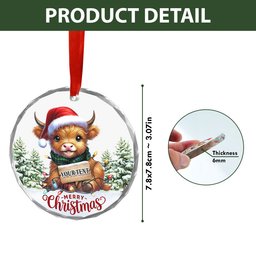 ScotsTee Shop Scottish Campbell Ancient 2 Clan Crest Tartan Glass Ornament Highland Cow Christmas Lights
