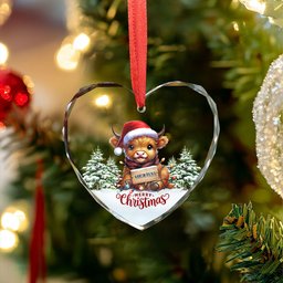 ScotsTee Shop Scottish MacClure Weathered Clan Crest Tartan Glass Ornament Highland Cow Christmas Lights