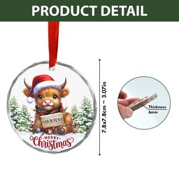 ScotsTee Shop Scottish MacFie (MacPhee) Modern Clan Crest Tartan Glass Ornament Highland Cow Christmas Lights