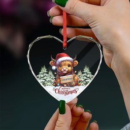 ScotsTee Shop Scottish MacLintock Modern Clan Crest Tartan Glass Ornament Highland Cow Christmas Lights