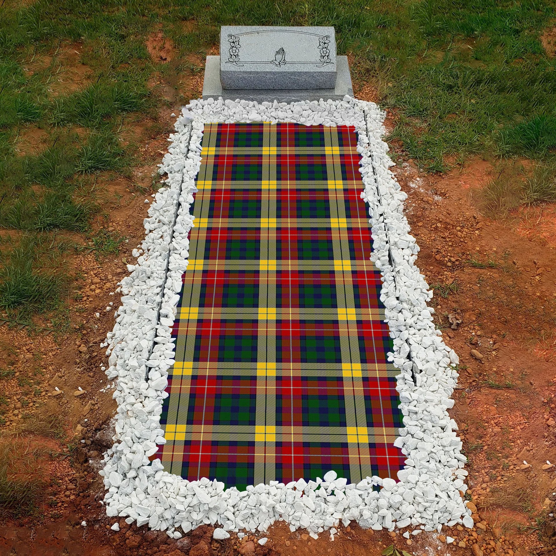 ScotsTee Shop Scottish Buchanan Clan Tartan Grave Blanket For Cemetery Waterproof Custom Memorial