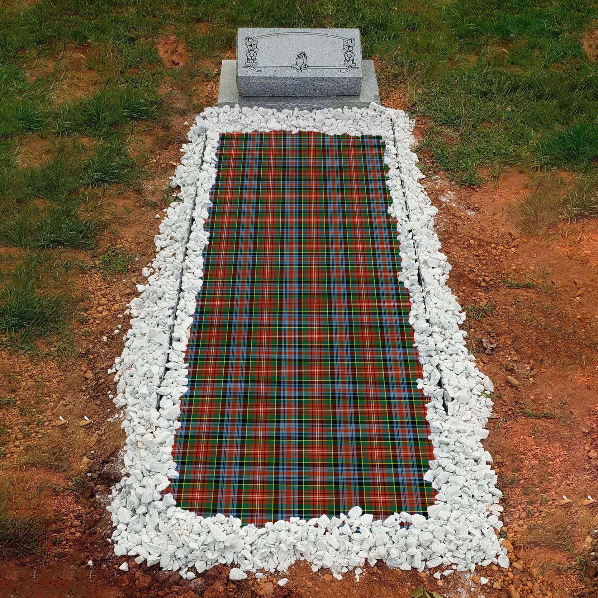 ScotsTee Shop Scottish Caledonia Ancient Clan Tartan Grave Blanket For Cemetery Waterproof Custom Memorial