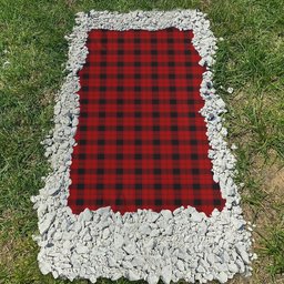 ScotsTee Shop Scottish Ewing Clan Tartan Grave Blanket For Cemetery Waterproof Custom Memorial