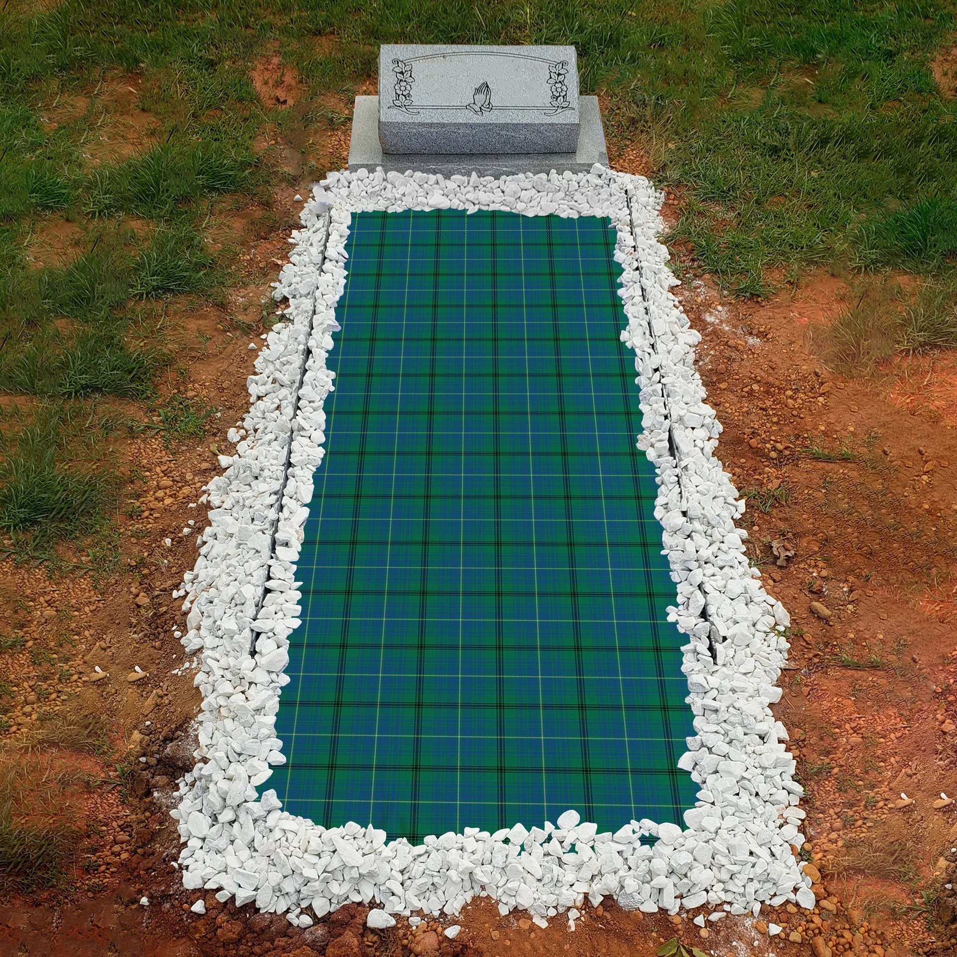 ScotsTee Shop Scottish Mayhew Clan Tartan Grave Blanket For Cemetery Waterproof Custom Memorial