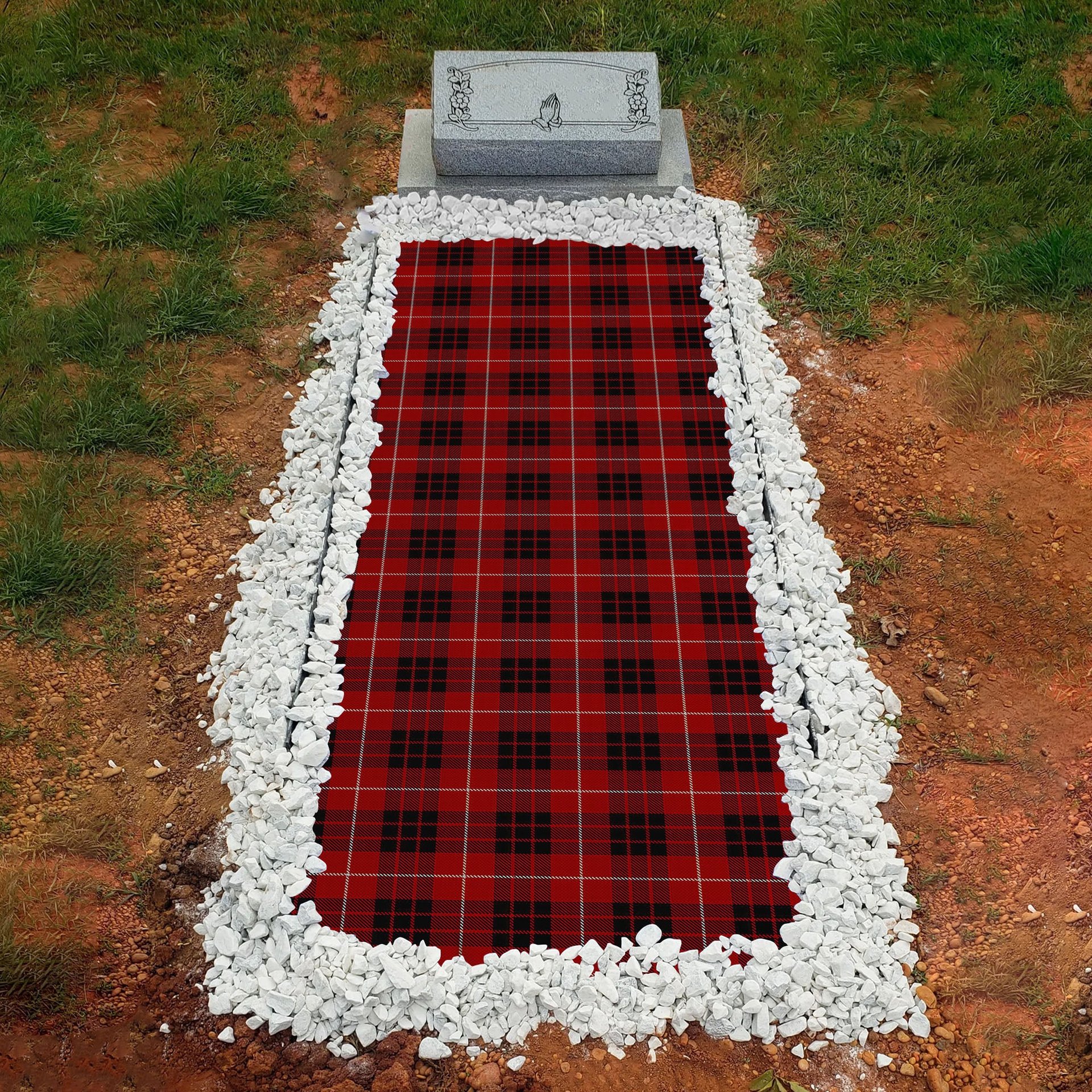 ScotsTee Shop Scottish Monroe Black and Red Clan Tartan Grave Blanket For Cemetery Waterproof Custom Memorial