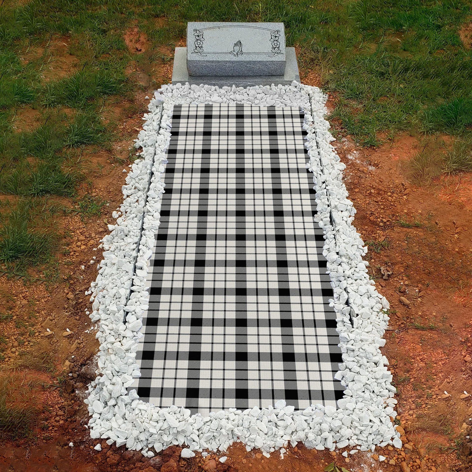 ScotsTee Shop Scottish McFarland Black White Modern Clan Tartan Grave Blanket For Cemetery Waterproof Custom Memorial
