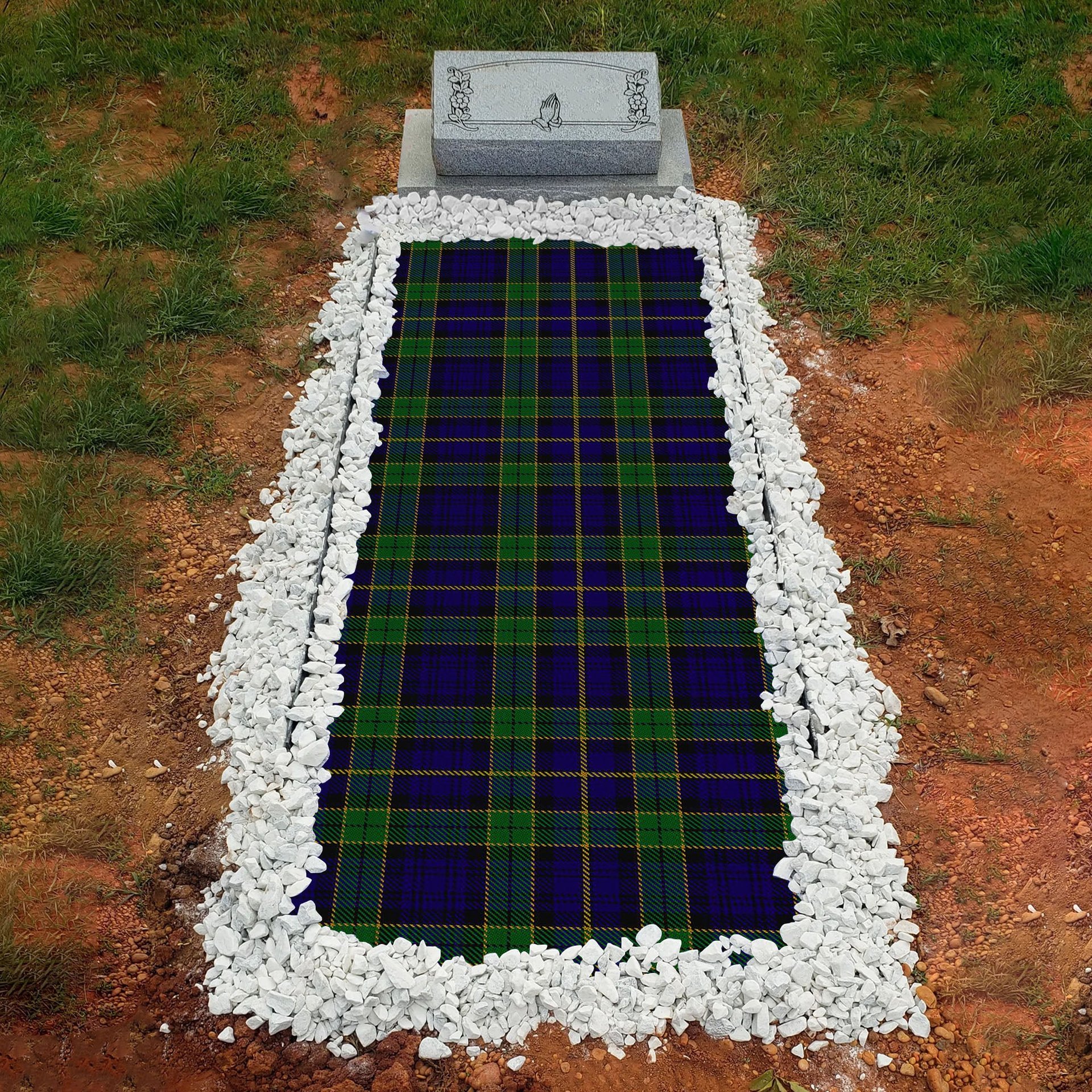 ScotsTee Shop Scottish Mulholland Clan Tartan Grave Blanket For Cemetery Waterproof Custom Memorial