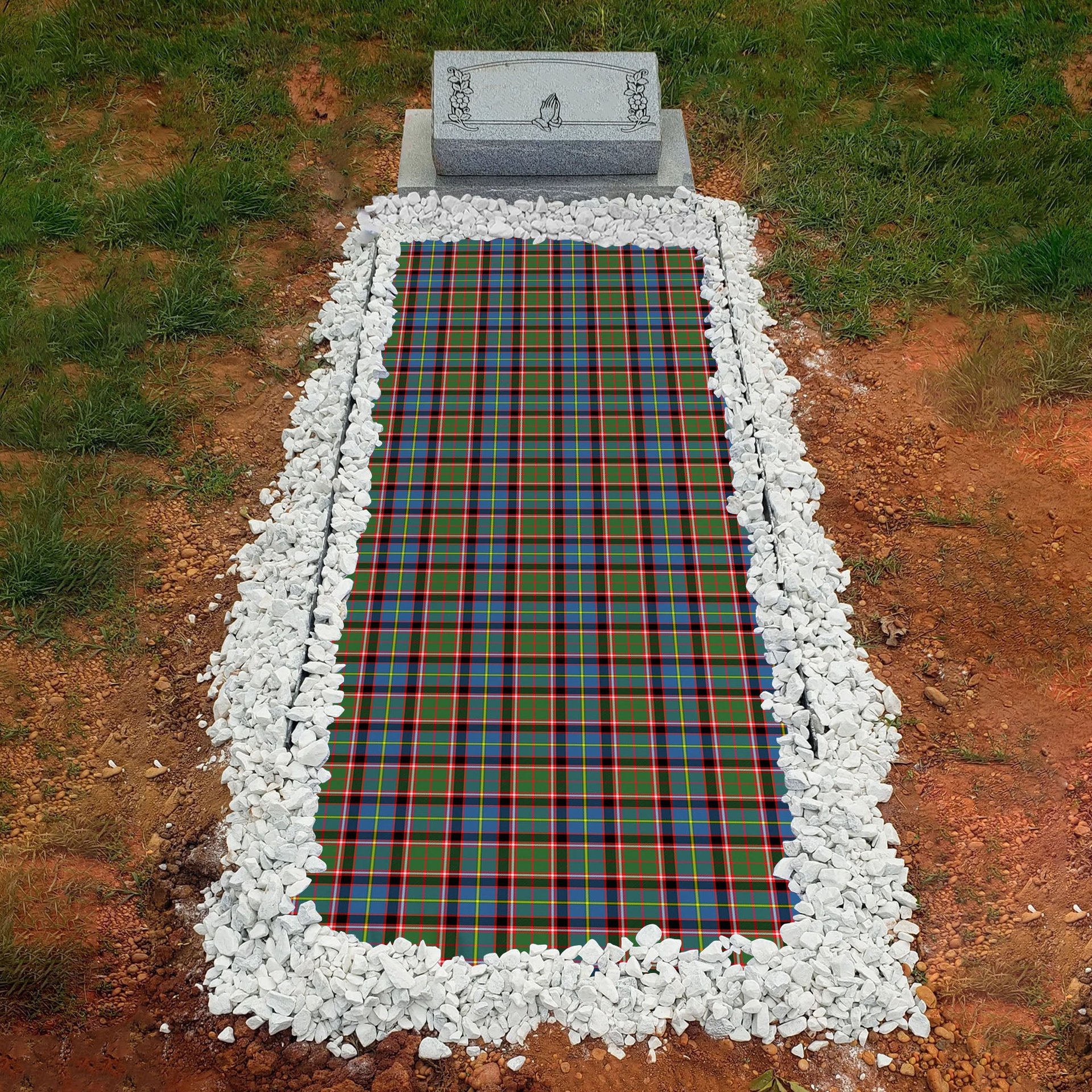 ScotsTee Shop Scottish Norvill Clan Tartan Grave Blanket For Cemetery Waterproof Custom Memorial