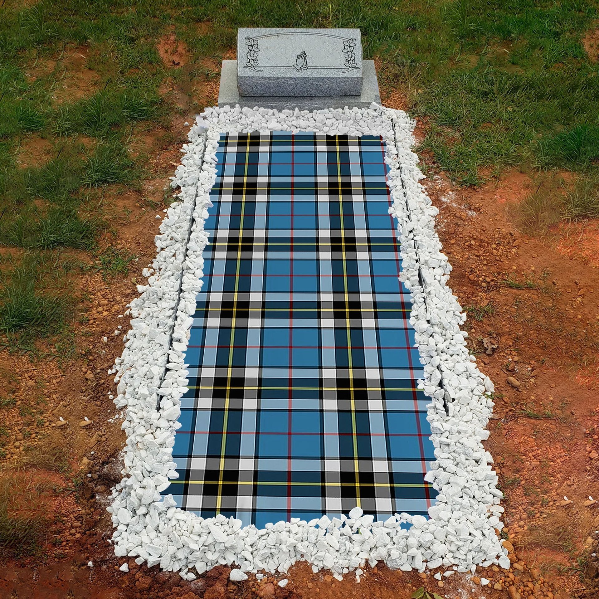 ScotsTee Shop Scottish Thompson Society Clan Tartan Grave Blanket For Cemetery Waterproof Custom Memorial