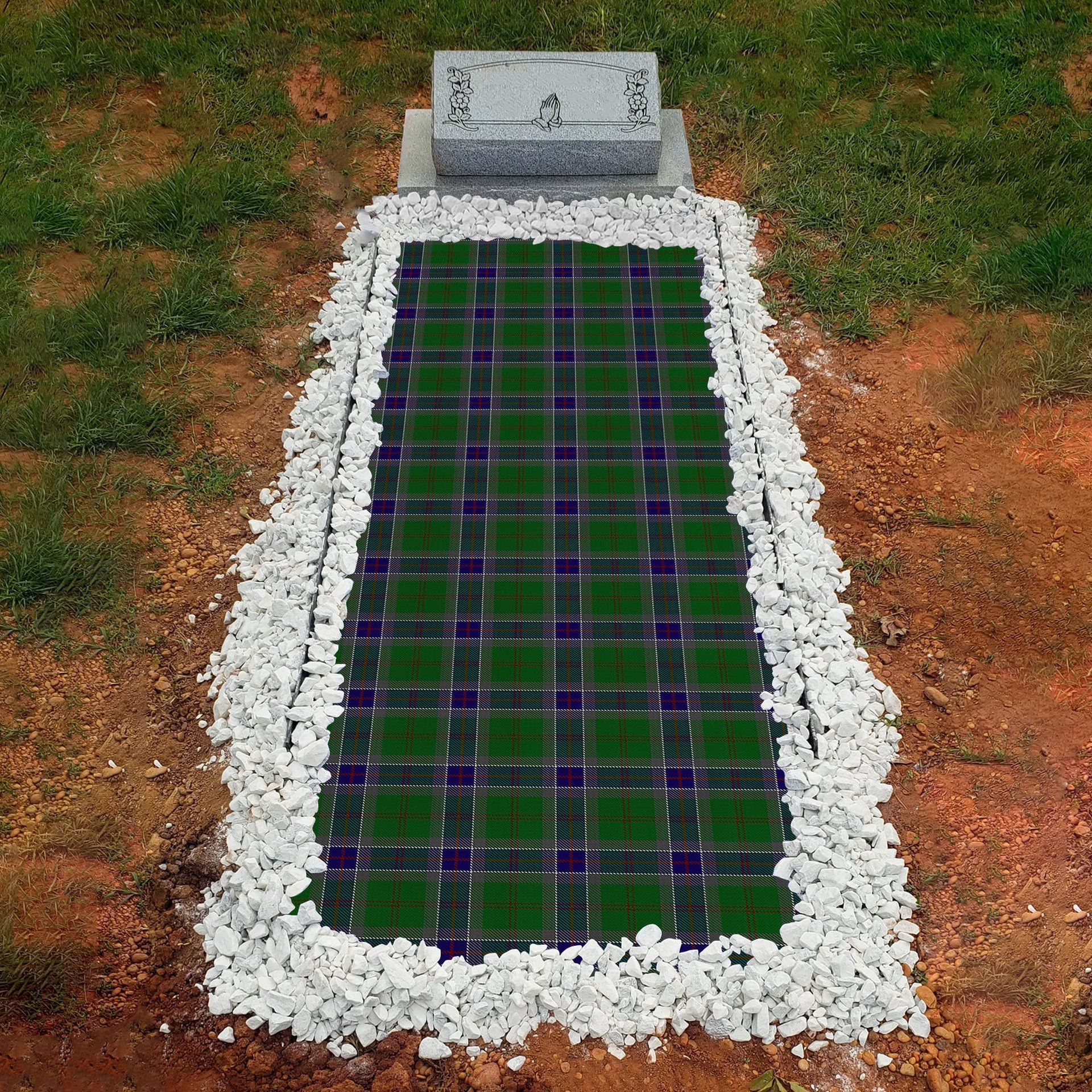 ScotsTee Shop Scottish Sinclair Green Clan Tartan Grave Blanket For Cemetery Waterproof Custom Memorial