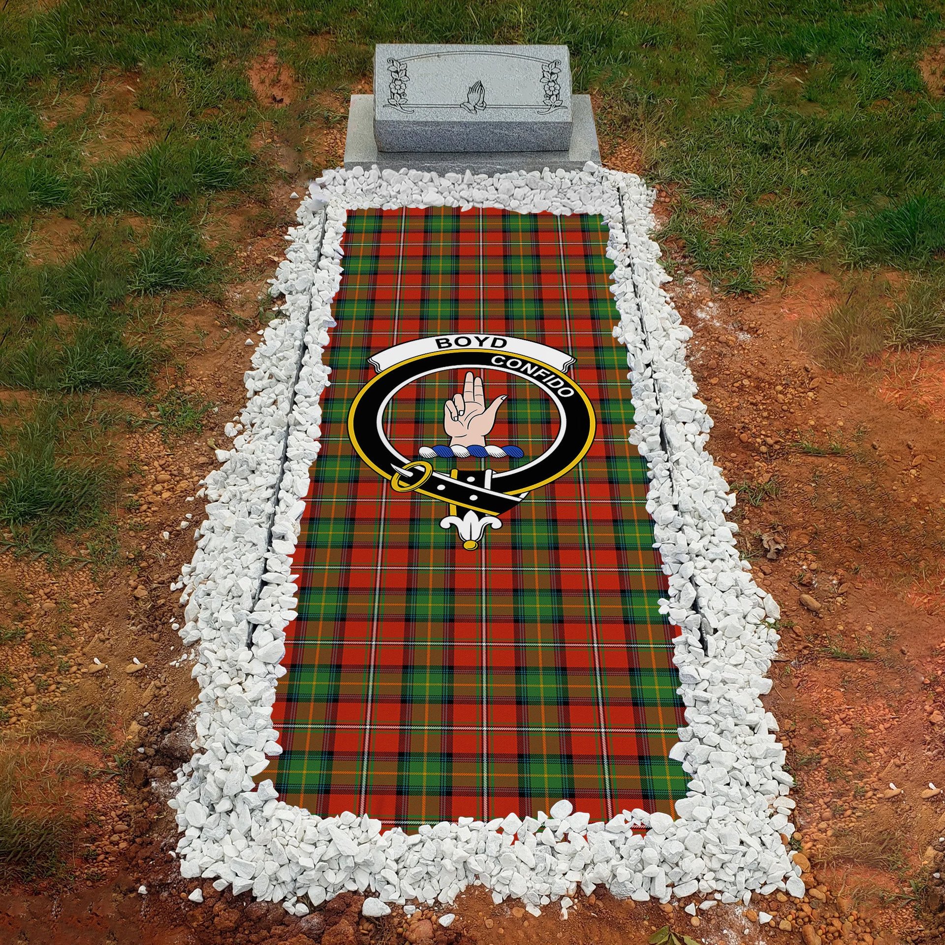 ScotsTee Shop Scottish Boyd Ancient Clan Crest Tartan Grave Blanket For Cemetery Waterproof Custom Memorial