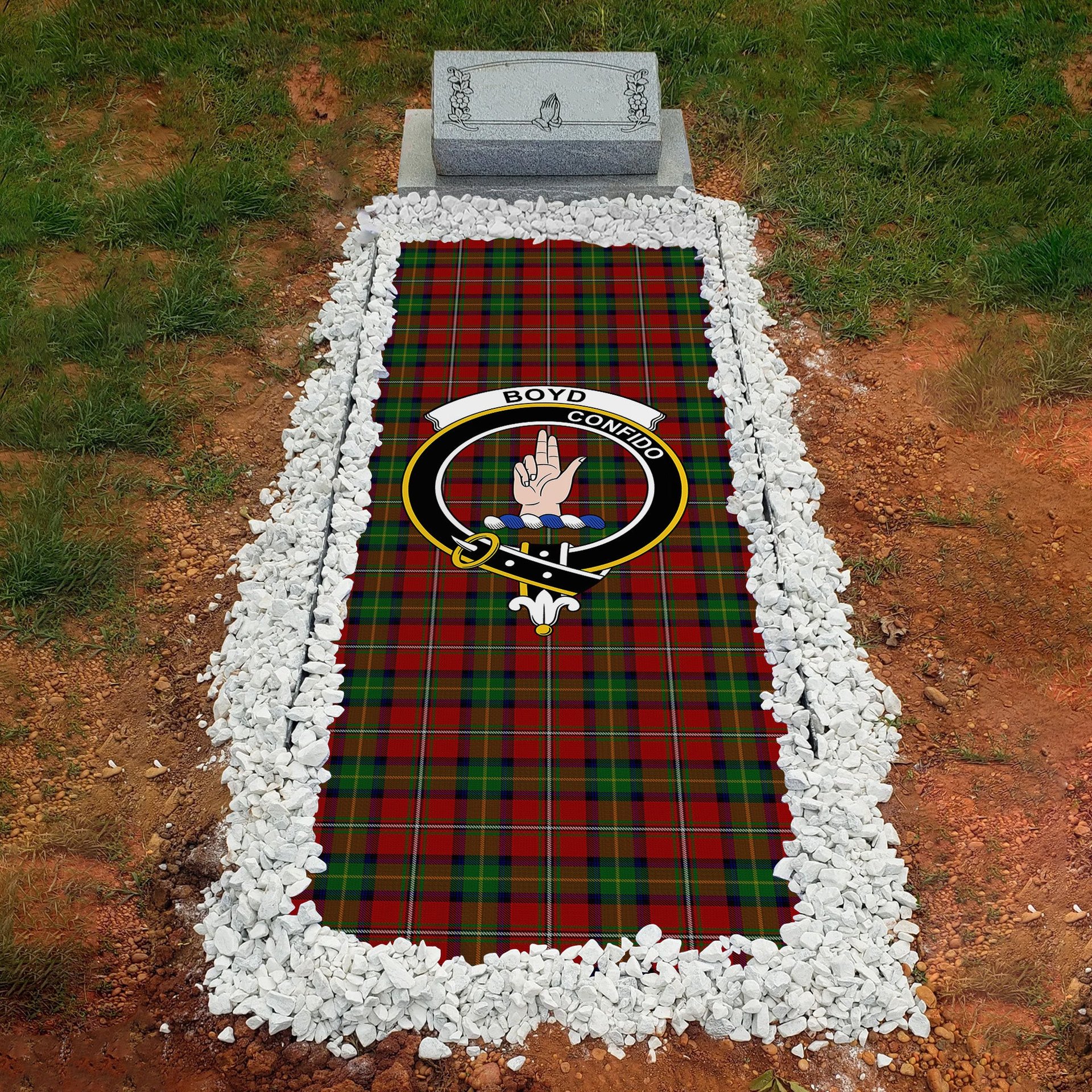 ScotsTee Shop Scottish Boyd Clan Crest Tartan Grave Blanket For Cemetery Waterproof Custom Memorial
