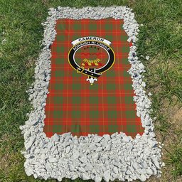 ScotsTee Shop Scottish Cameron Ancient Clan Crest Tartan Grave Blanket For Cemetery Waterproof Custom Memorial