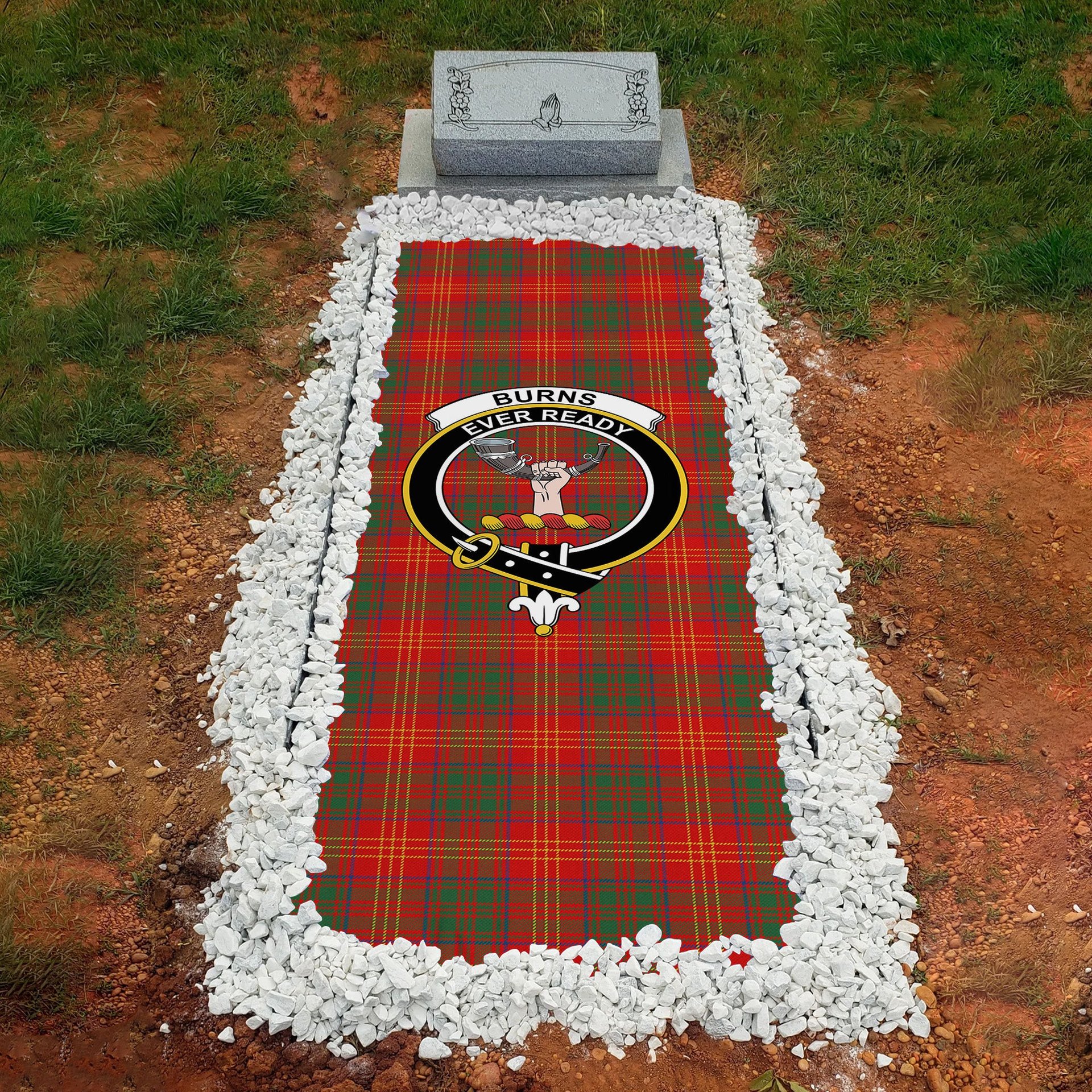 ScotsTee Shop Scottish Burns (Burns 1930) Modern Clan Crest Tartan Grave Blanket For Cemetery Waterproof Custom Memorial