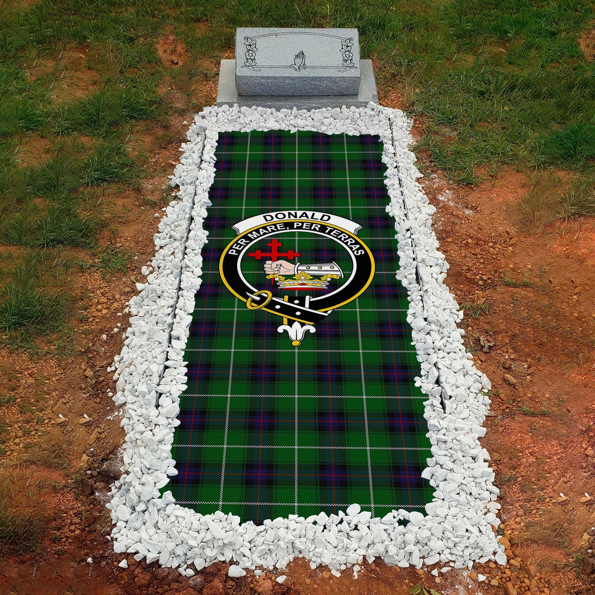 ScotsTee Shop Scottish Donald of The Isles Clan Crest Tartan Grave Blanket For Cemetery Waterproof Custom Memorial