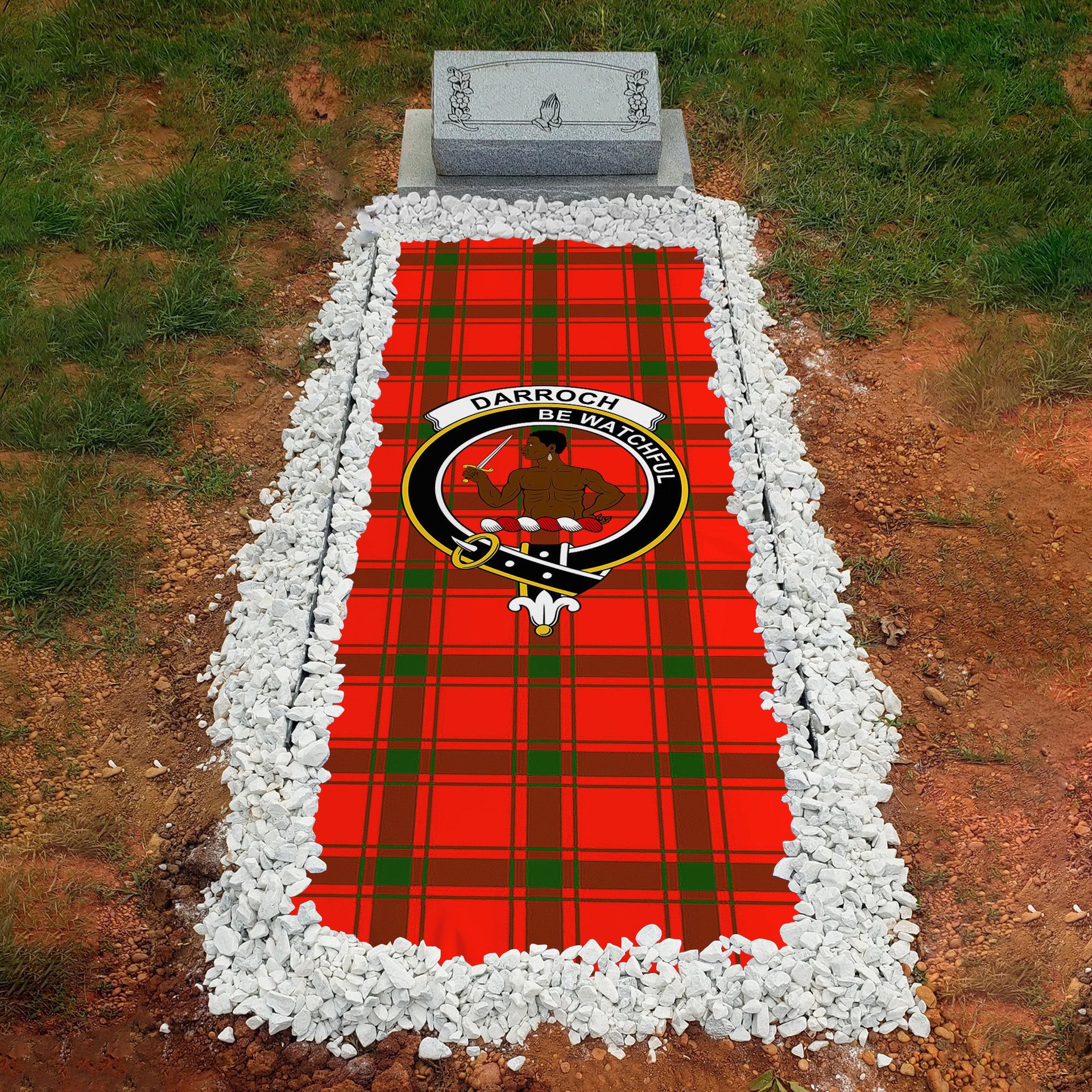 ScotsTee Shop Scottish Darroch Clan Crest Tartan Grave Blanket For Cemetery Waterproof Custom Memorial