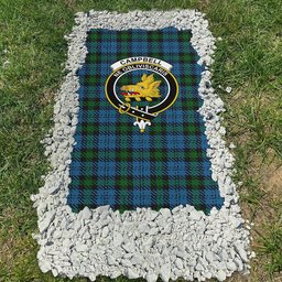 ScotsTee Shop Scottish Campbell of Glenlyon Clan Crest Tartan Grave Blanket For Cemetery Waterproof Custom Memorial