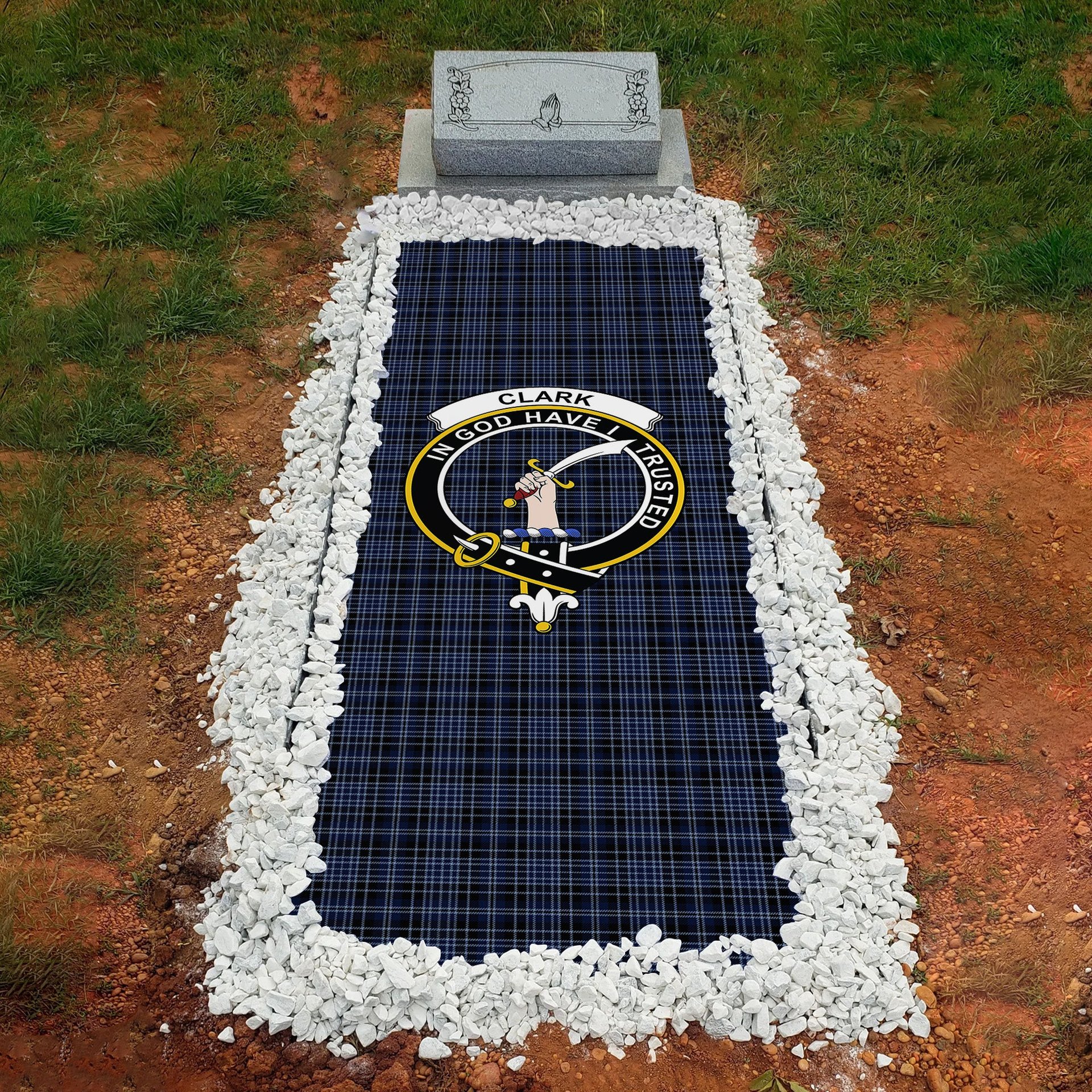 ScotsTee Shop Scottish Clark (Clergy) Modern Clan Clan Crest Tartan Grave Blanket For Cemetery Waterproof Custom Memorial