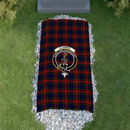 ScotsTee Shop Scottish Clarke Red Clan Crest Tartan Grave Blanket For Cemetery Waterproof Custom Memorial