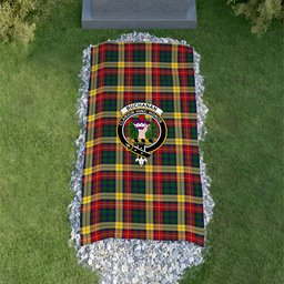 ScotsTee Shop Scottish Buchanan Clan Crest Tartan Grave Blanket For Cemetery Waterproof Custom Memorial