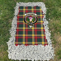 ScotsTee Shop Scottish Buchanan Clan Crest Tartan Grave Blanket For Cemetery Waterproof Custom Memorial
