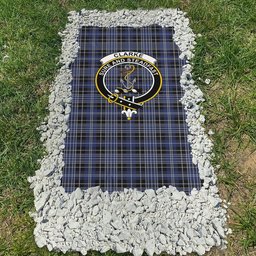 ScotsTee Shop Scottish Clarke Clan Crest Tartan Grave Blanket For Cemetery Waterproof Custom Memorial