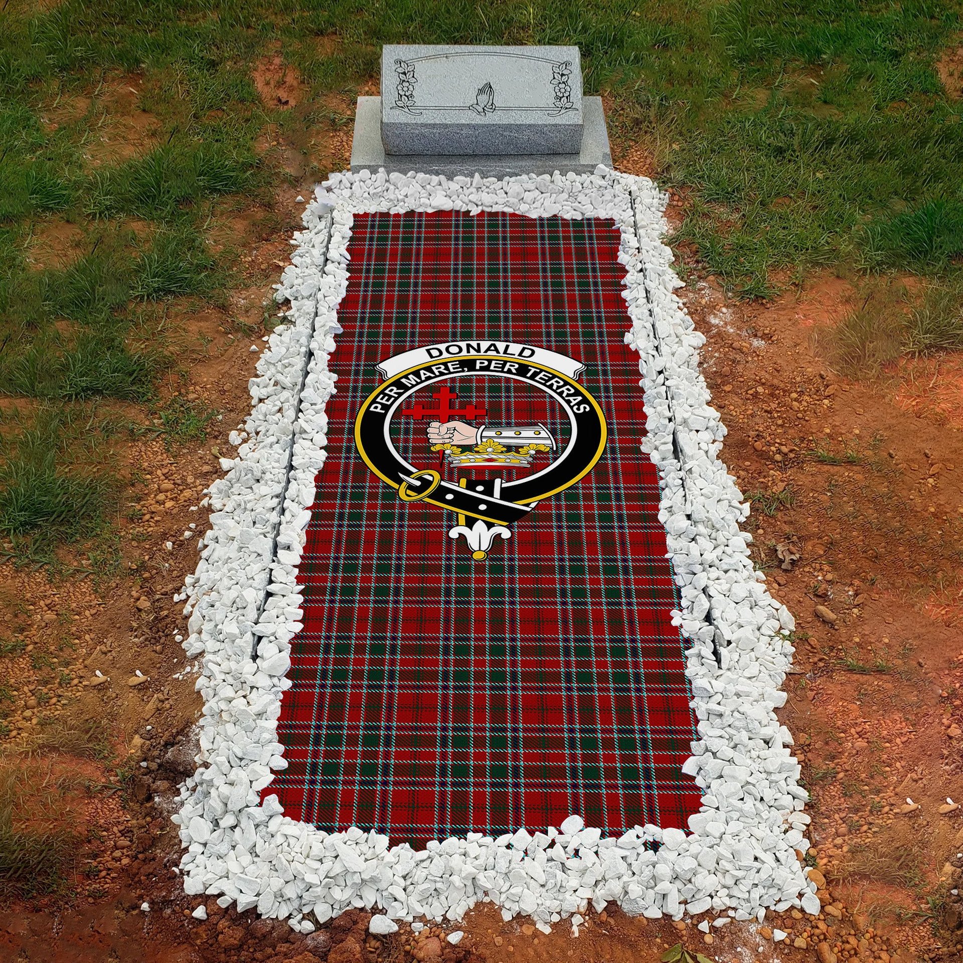 ScotsTee Shop Scottish Donald of Lochmaddy Clan Crest Tartan Grave Blanket For Cemetery Waterproof Custom Memorial