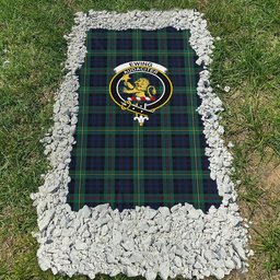 ScotsTee Shop Scottish Ewing Modern Clan Crest Tartan Grave Blanket For Cemetery Waterproof Custom Memorial