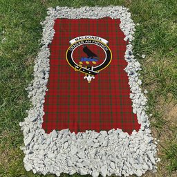 ScotsTee Shop Scottish MacDonell of Keppach Clan Crest Tartan Grave Blanket For Cemetery Waterproof Custom Memorial