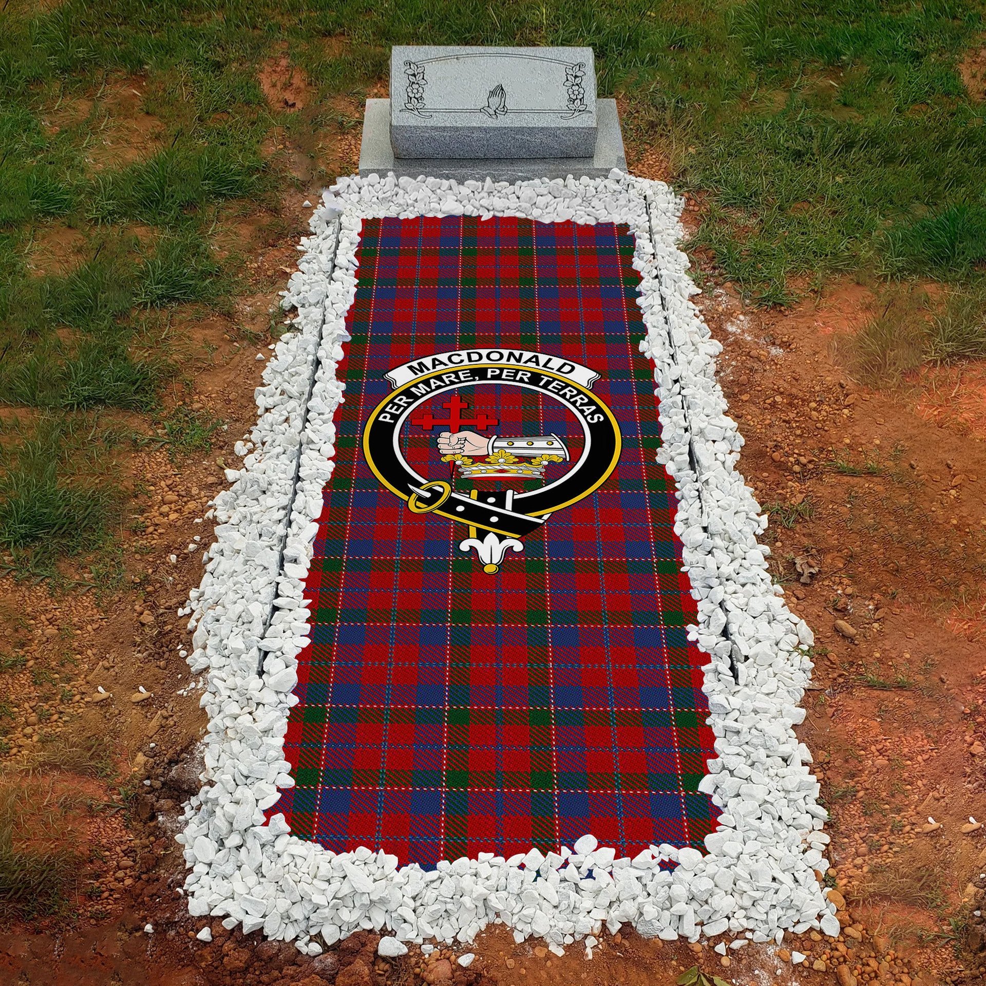 ScotsTee Shop Scottish MacDonald of Glenaladale Clan Crest Tartan Grave Blanket For Cemetery Waterproof Custom Memorial