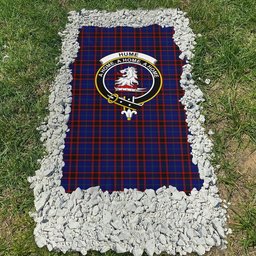 ScotsTee Shop Scottish Hume Modern Clan Crest Tartan Grave Blanket For Cemetery Waterproof Custom Memorial