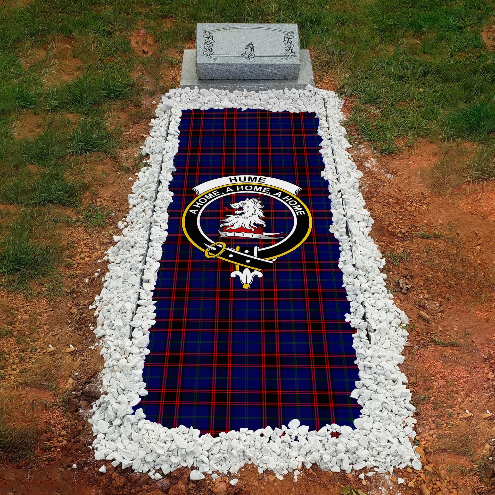 ScotsTee Shop Scottish Hume Modern Clan Crest Tartan Grave Blanket For Cemetery Waterproof Custom Memorial