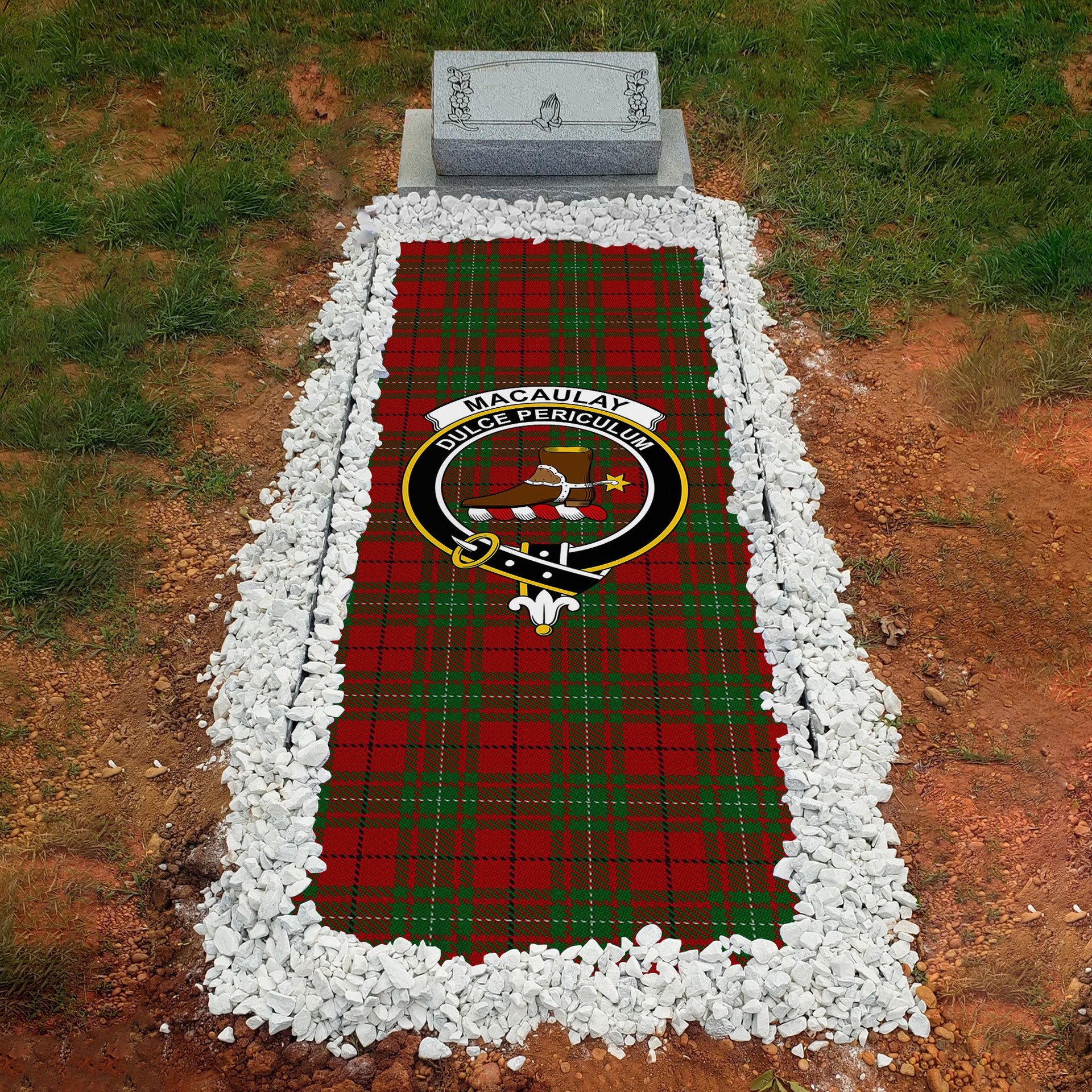 ScotsTee Shop Scottish MacAulay Clan Crest Tartan Grave Blanket For Cemetery Waterproof Custom Memorial