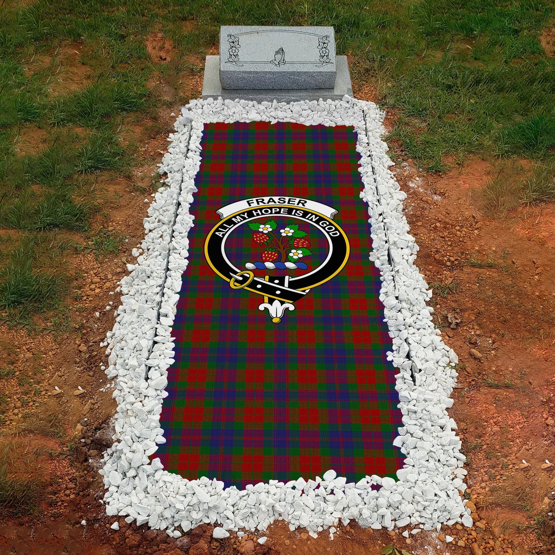 ScotsTee Shop Scottish Fraser 1800 Clan Crest Tartan Grave Blanket For Cemetery Waterproof Custom Memorial