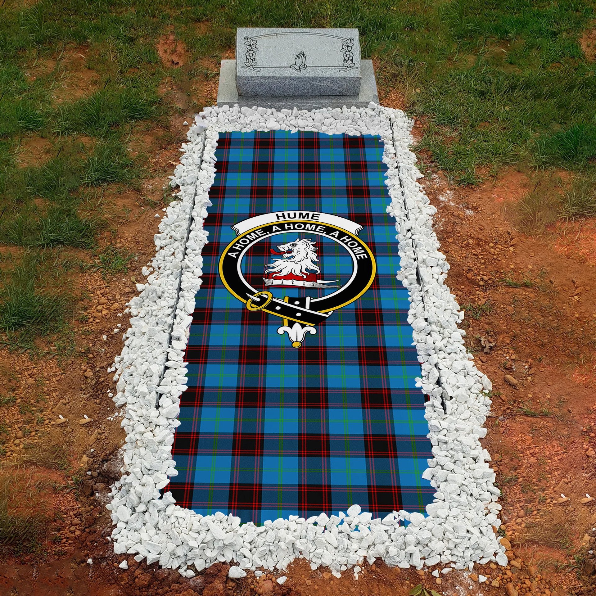 ScotsTee Shop Scottish Hume Ancient Clan Crest Tartan Grave Blanket For Cemetery Waterproof Custom Memorial