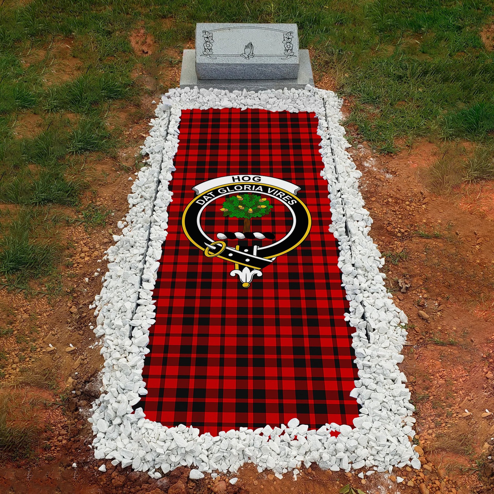 ScotsTee Shop Scottish Hog Clan Crest Tartan Grave Blanket For Cemetery Waterproof Custom Memorial