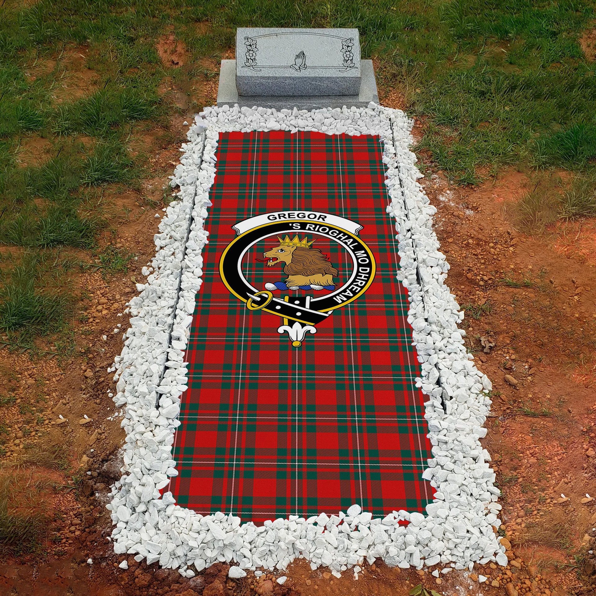 ScotsTee Shop Scottish Gregor Modern Clan Clan Crest Tartan Grave Blanket For Cemetery Waterproof Custom Memorial
