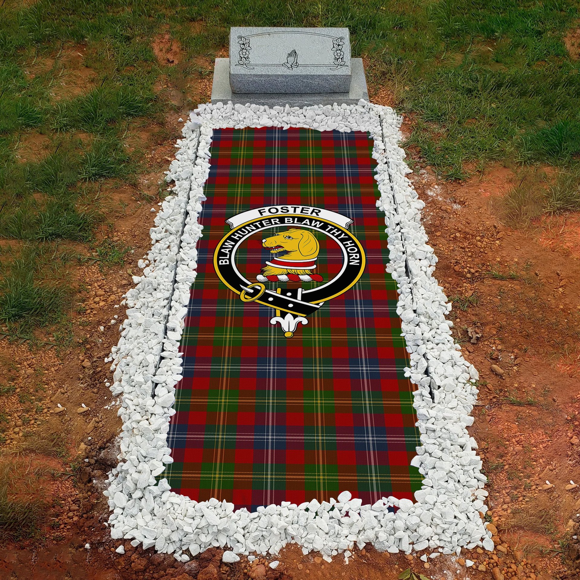 ScotsTee Shop Scottish Foster Clan Crest Tartan Grave Blanket For Cemetery Waterproof Custom Memorial