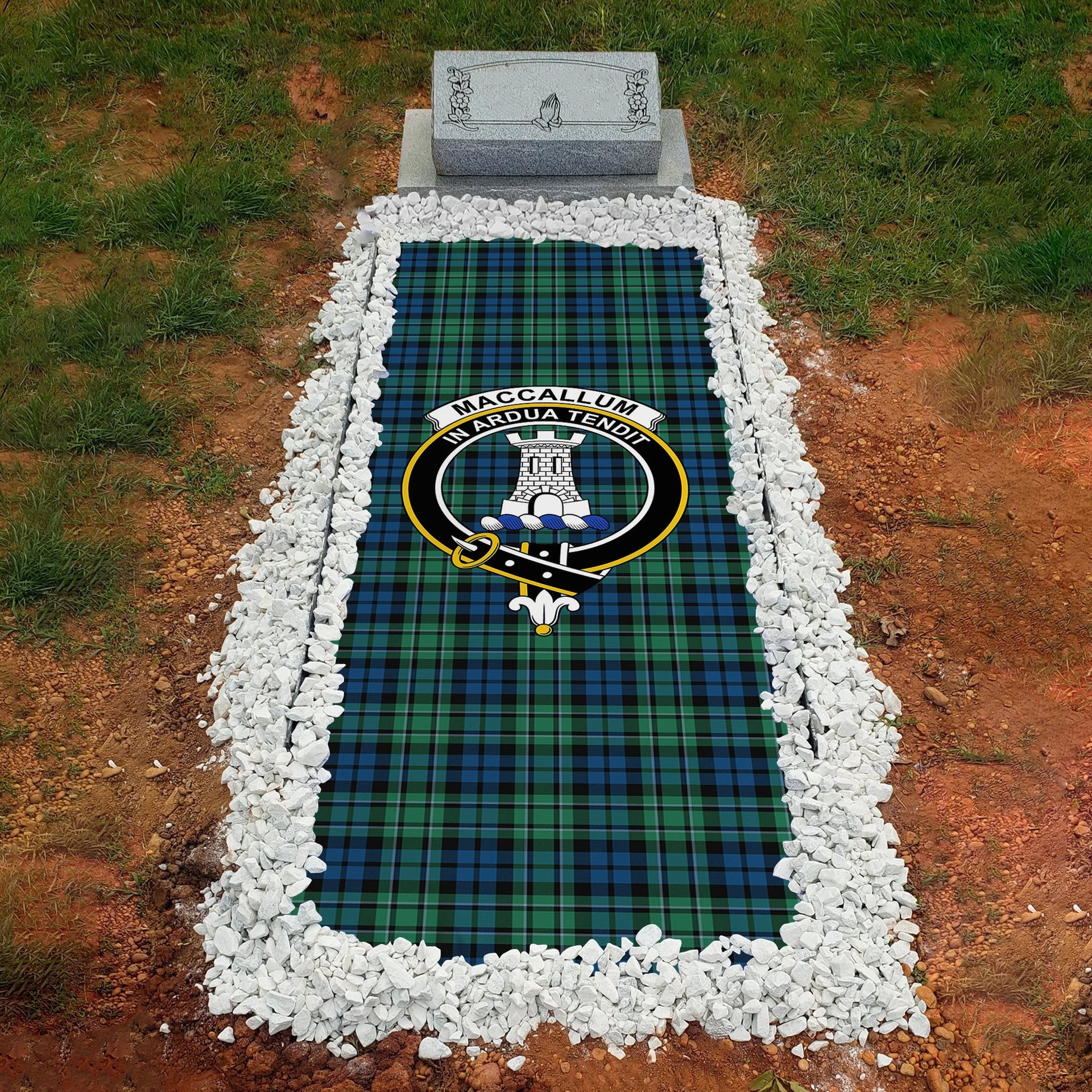 ScotsTee Shop Scottish MacCallum Ancient SC Clan Crest Tartan Grave Blanket For Cemetery Waterproof Custom Memorial